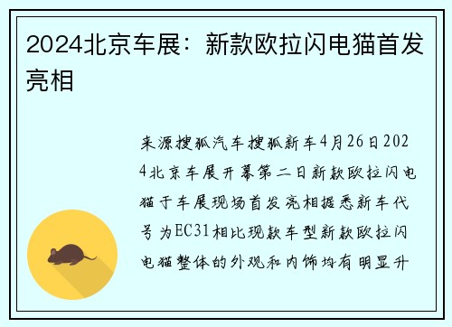 2024北京车展：新款欧拉闪电猫首发亮相