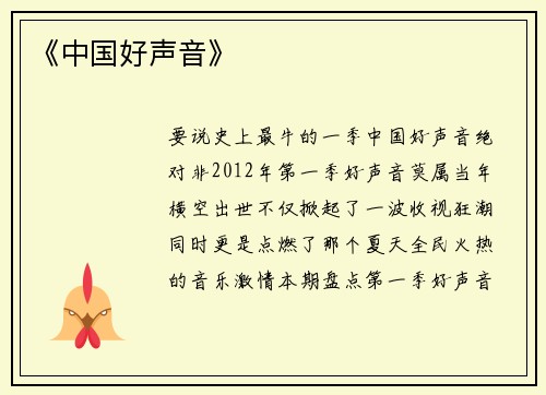 《中国好声音》